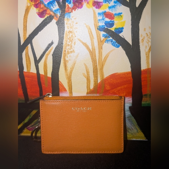 Coach Handbags - Coach Orange Leather Zip Card Case